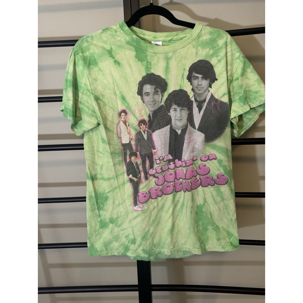 Jonas Brothers T-shirt Medium Green Tie Dye Cotton I'm Crushin On Jonas Brothers